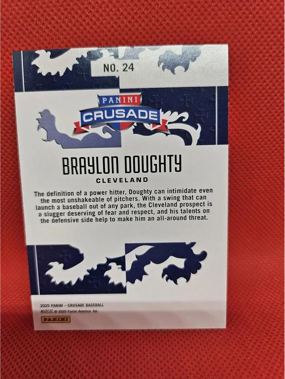 Braylon Doughty Card - 2025 Panini Crusade #24 - Guardians - RAW mint